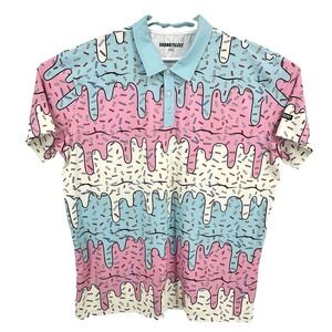 Shank It Golf Polo Mens 3XL Ice Cream Drip Print Short Sleeve Performance Shirt